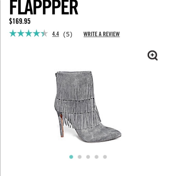 Beautiful Gray Real Suede Leather Fringe Bootie Heels Size 9 - Picture 1 of 11